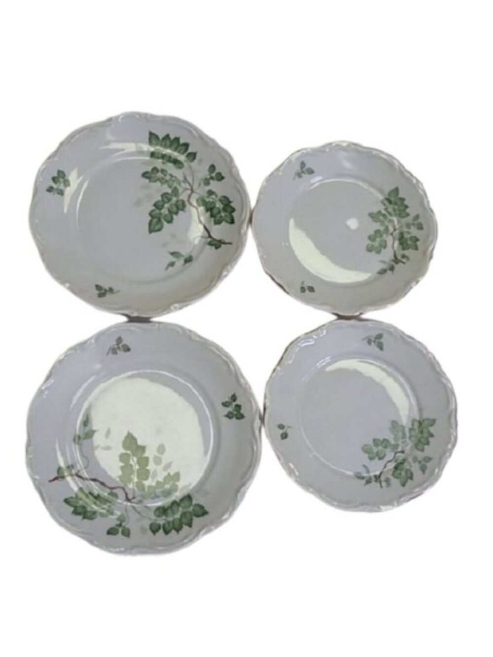 Mitterteich 4254 Bavarian "Green Leaves" 2x salad + 2x bread plates, set of 4